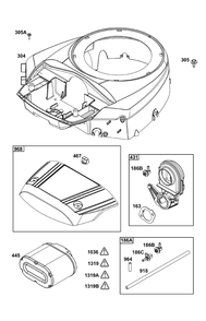 Blower Housing And Air Cleaner Group Diagram and Parts List for 44U677-0011-B5 400000 - 699999 Briggs and Stratton Engine